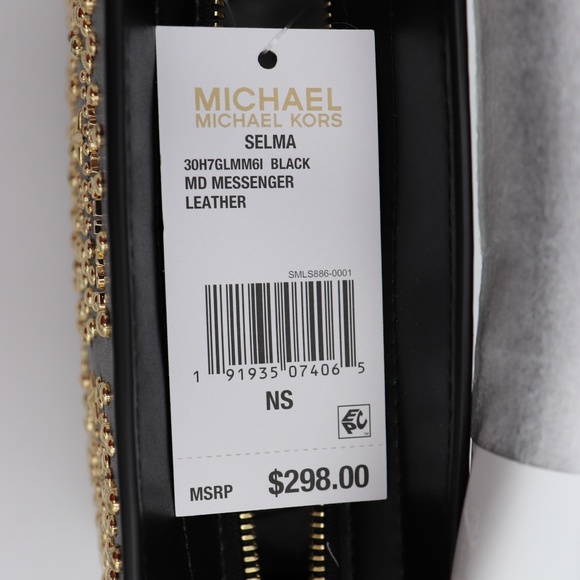 Michael Kors Selma Black Leather Studded Crossbody Bag - Picture 6 of 6